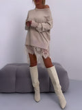 Cindy™ | Trendy Sweatshirt With Lace - Mid Length