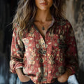 Vika - Vintage Floral Button-Up Blouse