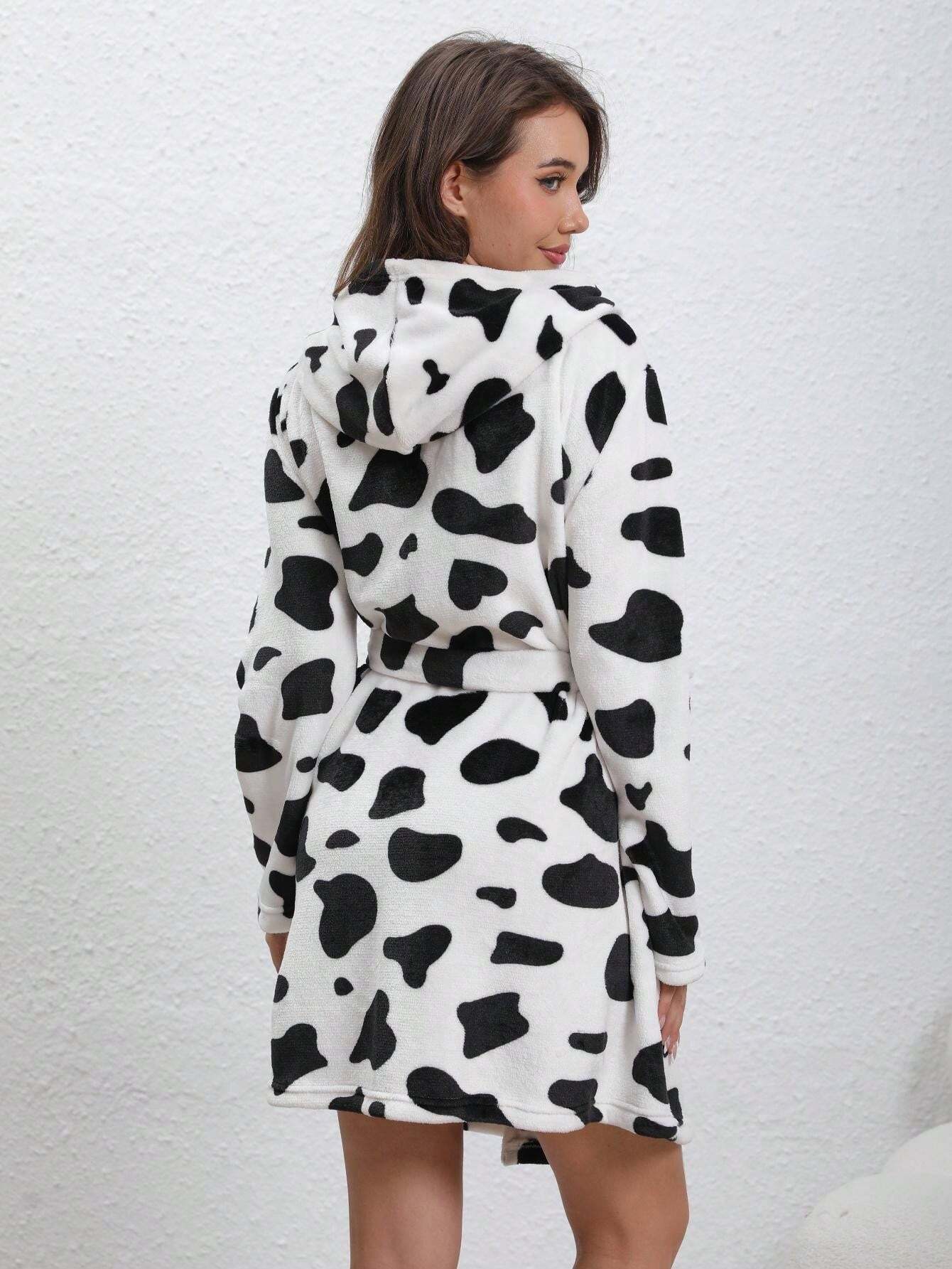 Clair™ | Cute Flannel Soft Bathrobe - Cow/Pink/Hearts/Blue - Peignoir