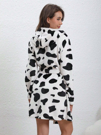Clair™ | Cute Flannel Soft Bathrobe - Cow/Pink/Hearts/Blue - Peignoir