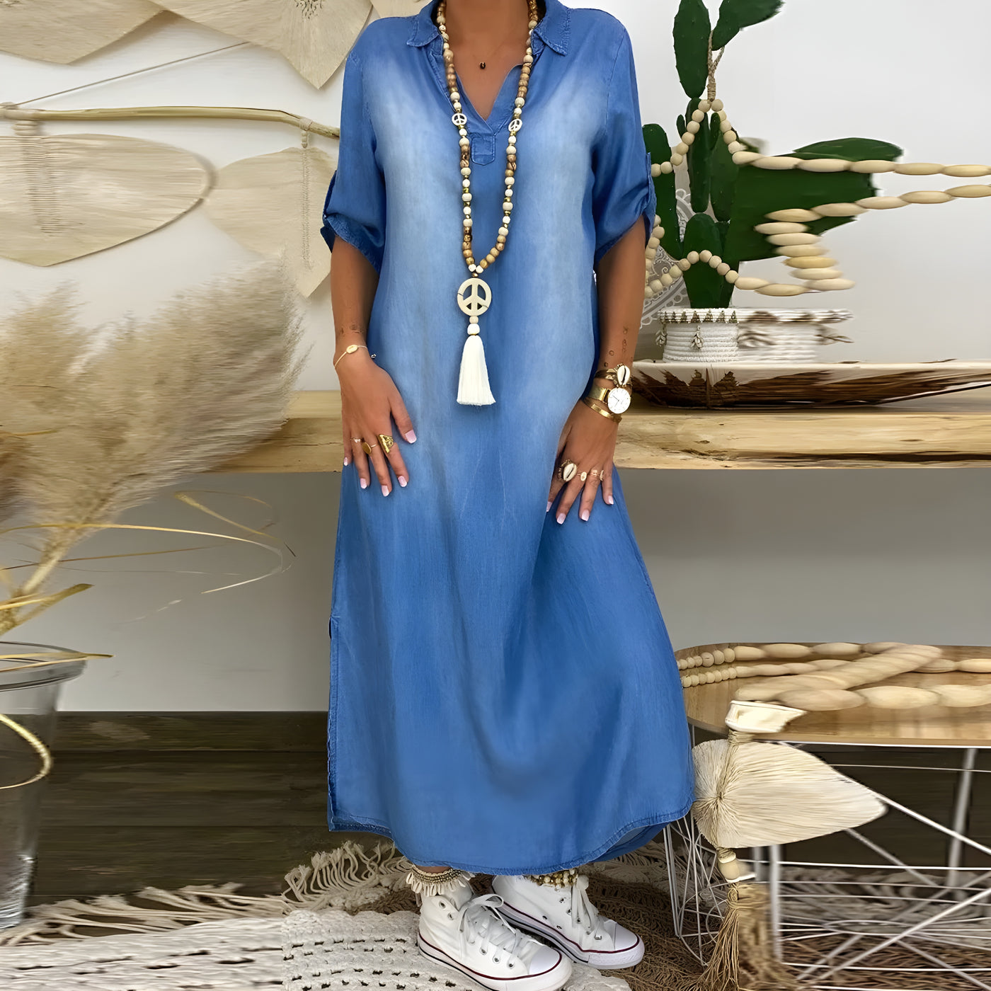 Laura™ |  Long Jeans Dress