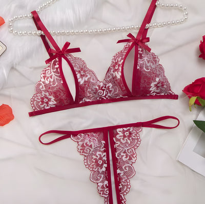 Midnight - Sexy Hollow Out Bra And Panty Lace Set