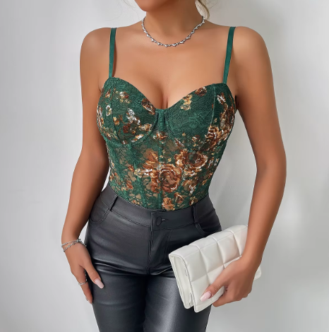 Floral Bodysuit Green