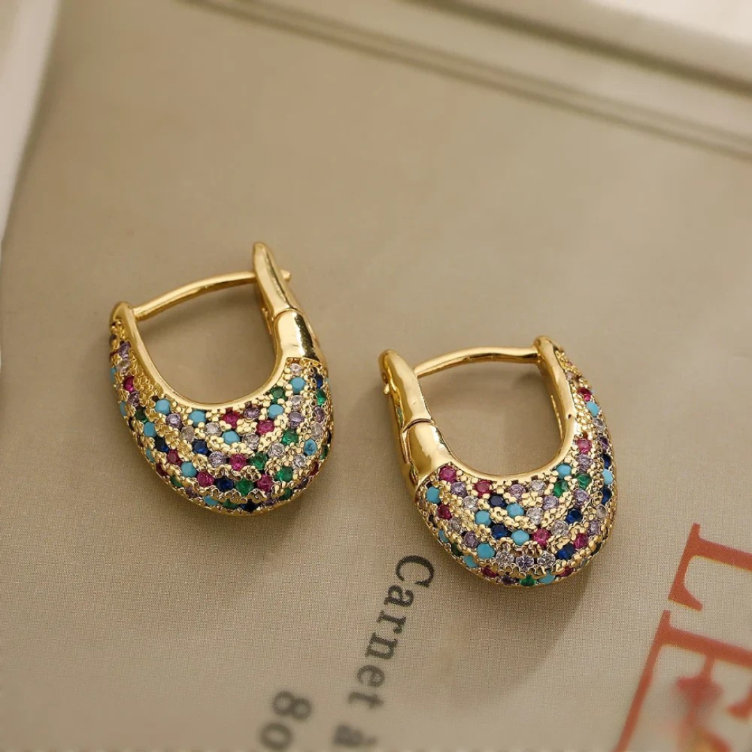 Elegant Inlaid Crystal Earrings