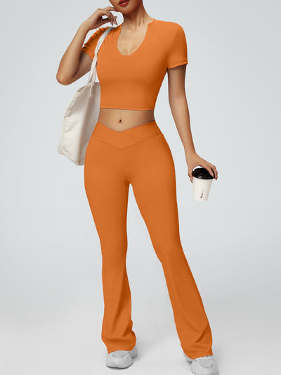 V-shaped Elastic Tight Tracksuit Solid Colour