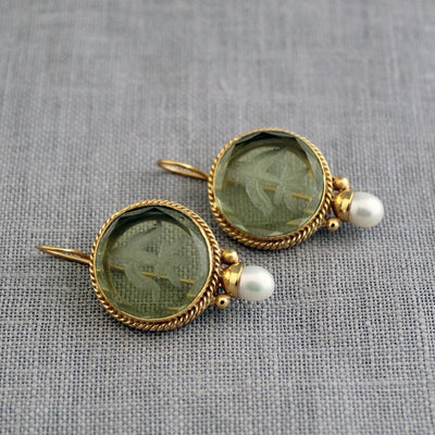 Penelope - Vintage Green Crystal Earrings