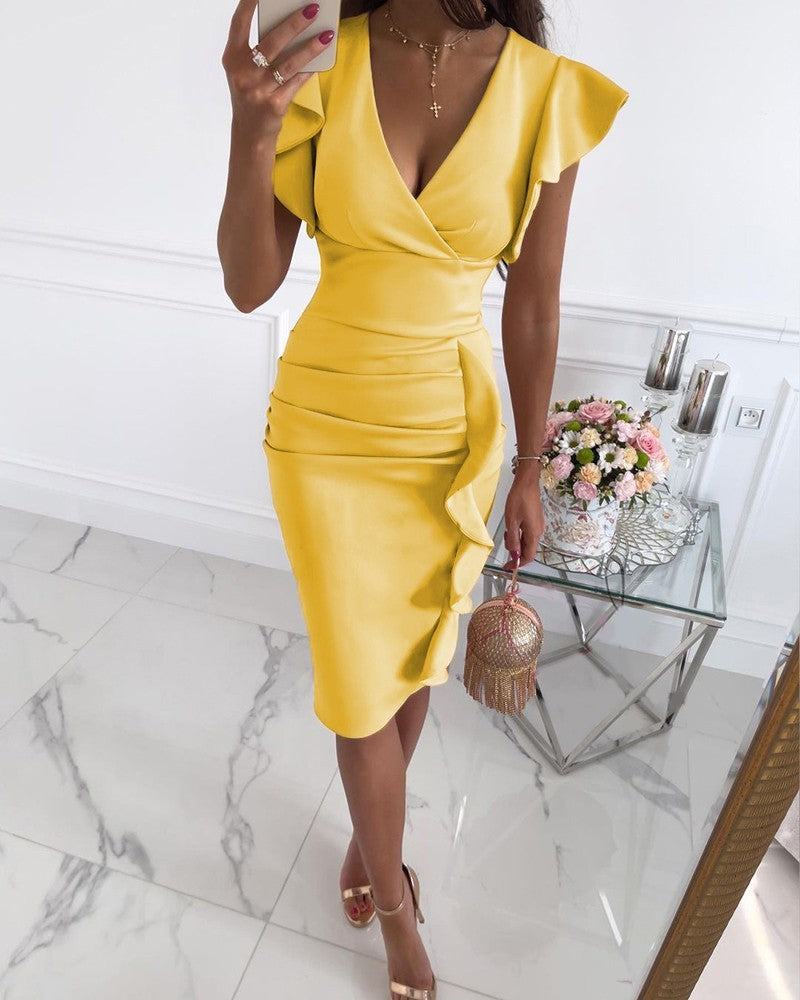 Helena™ - Summer V-neck Ruffled Slim Sexy High Waist Dress