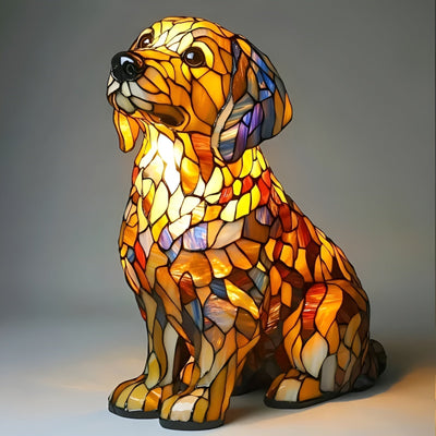 Riley – Magical Coloured Glass Dog LampGolden Retriever