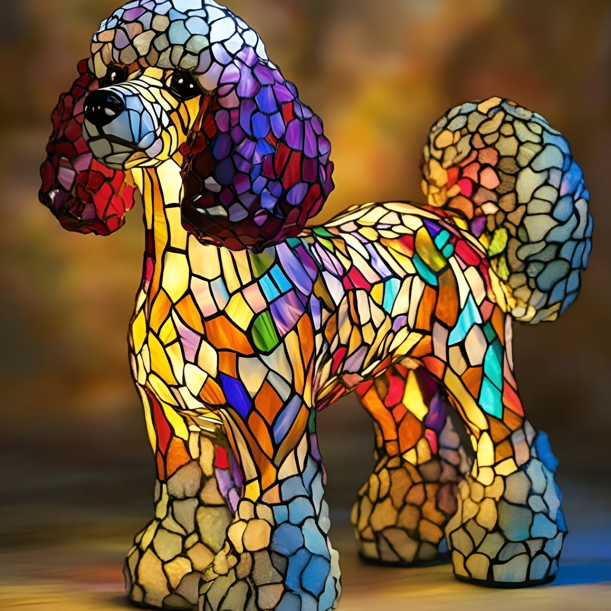 Chanel – Magical Coloured Glass Lamp for Dogs Poodle