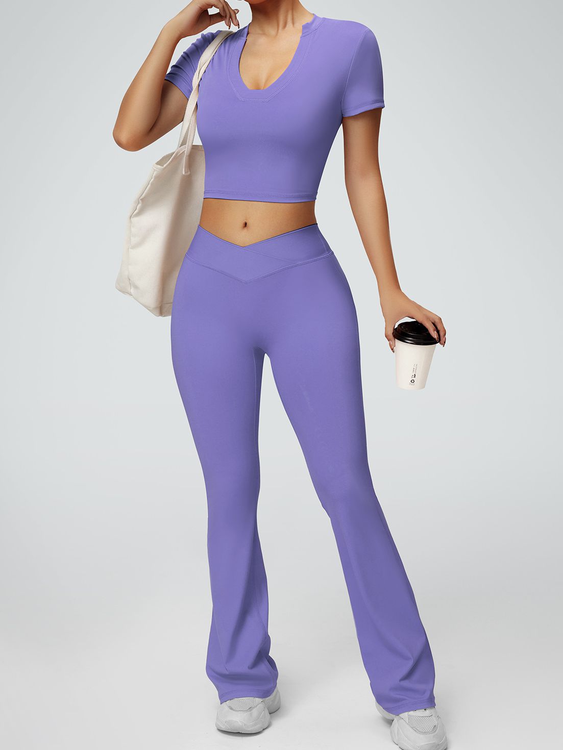 V-shaped Elastic Tight Tracksuit Solid Colour