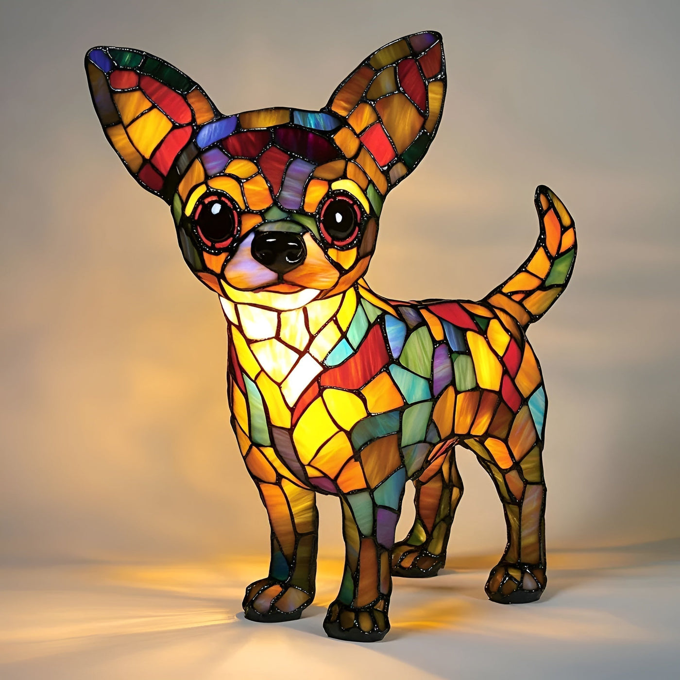 Manolo – Magical Coloured Glass Dog Lamp Chihuahua