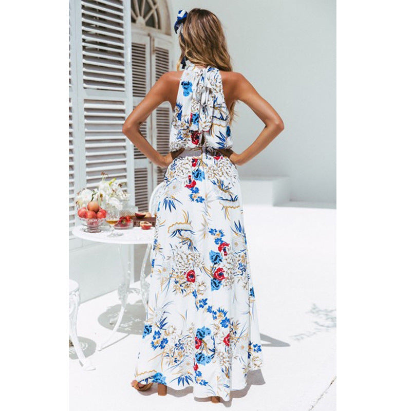 Margo -  Bohemian Style Long Dress - Beach Flowers Print