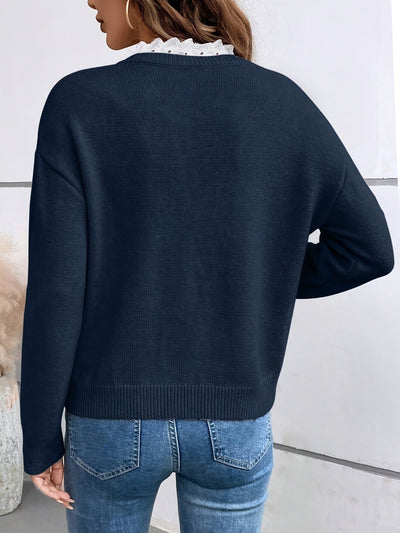 Emma™ | V-Neck Jumper With Lace Trim