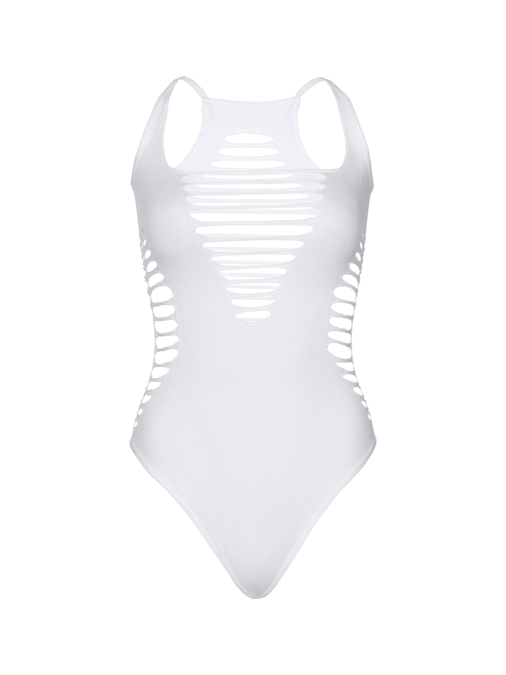 Shredded Racer Back Thong Bodysuit