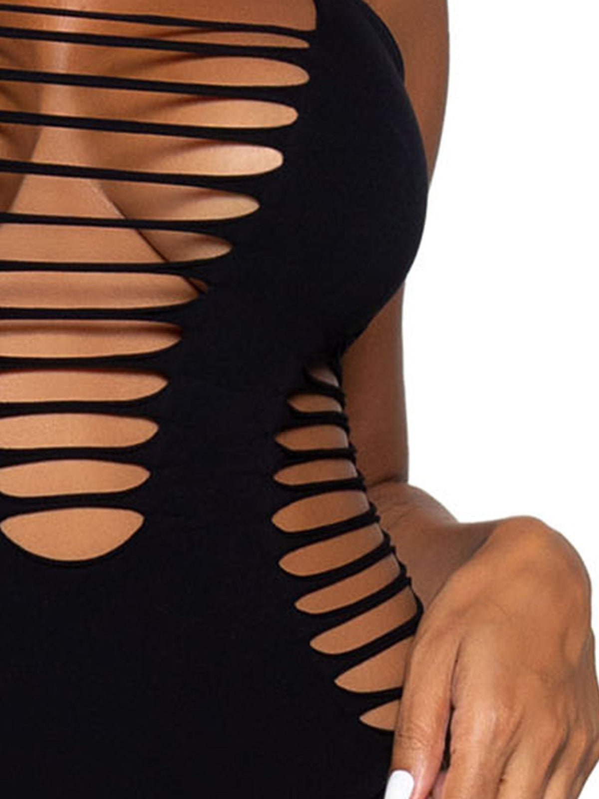 Shredded Racer Back Thong Bodysuit