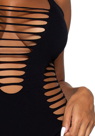 Shredded Racer Back Thong Bodysuit