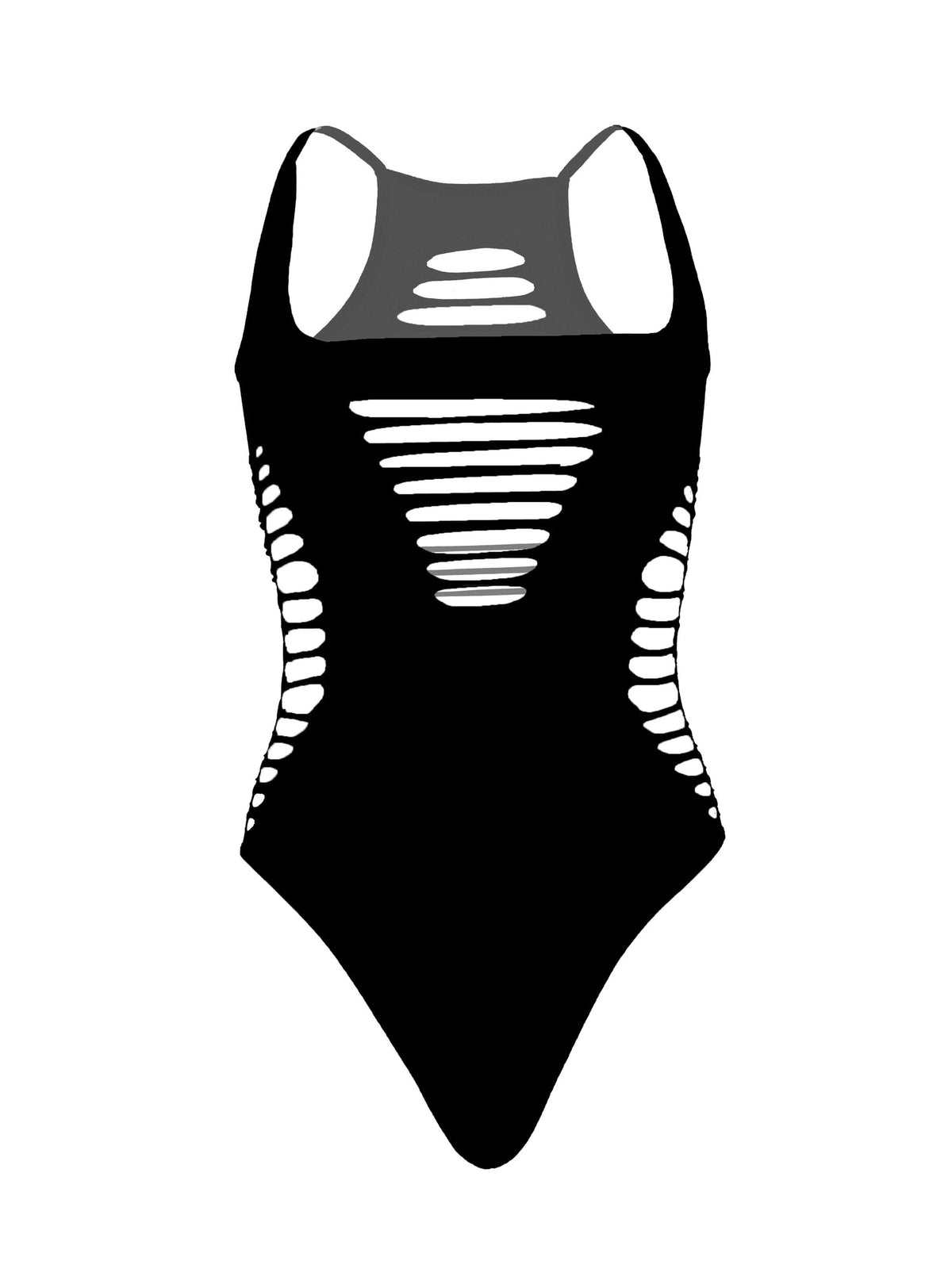 Shredded Racer Back Thong Bodysuit