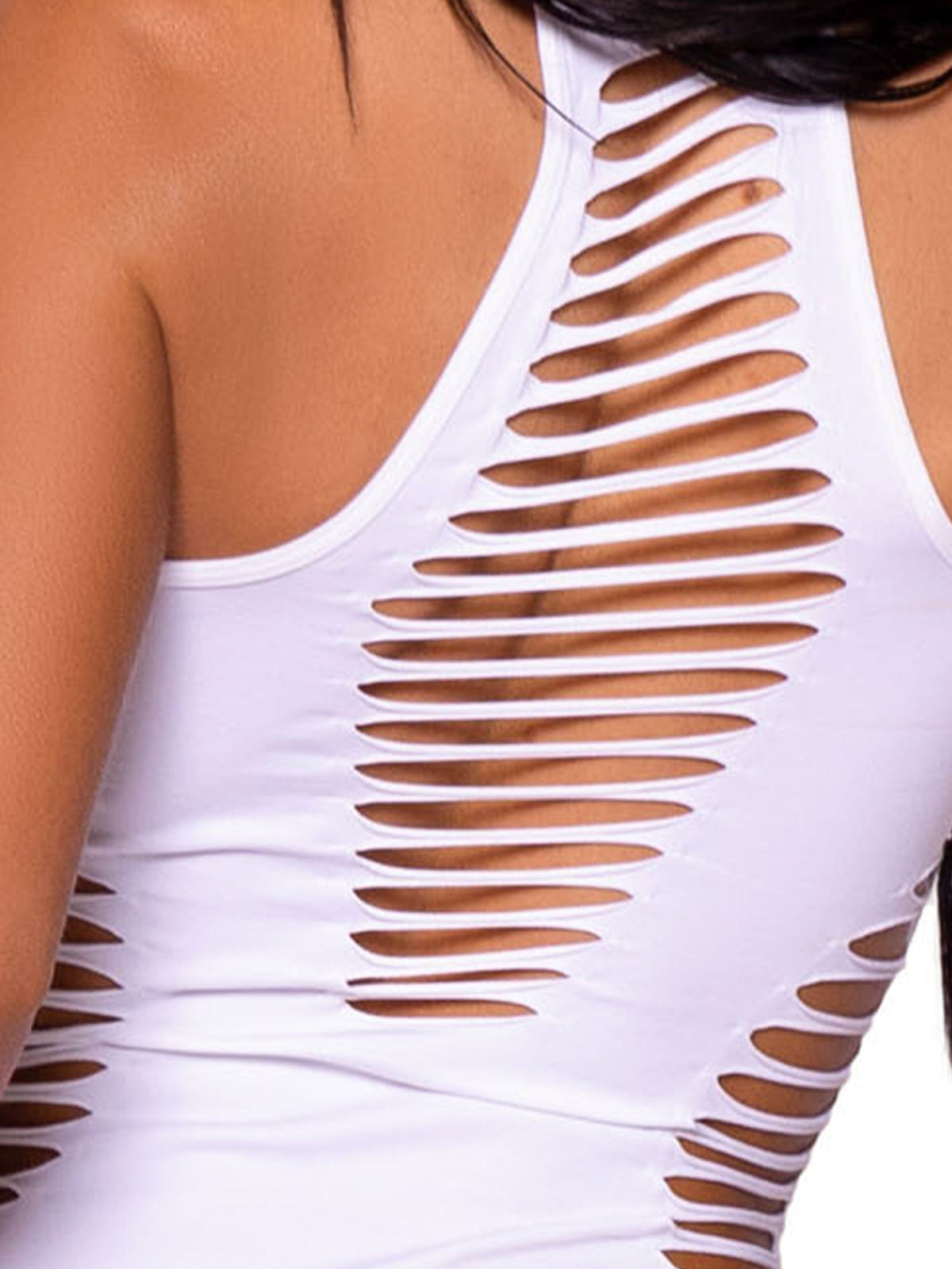 Shredded Racer Back Thong Bodysuit