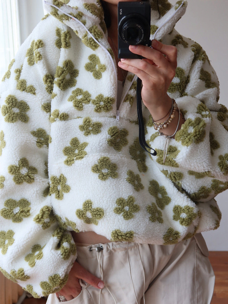 Aurora - Fleece Sweater With Floral Design