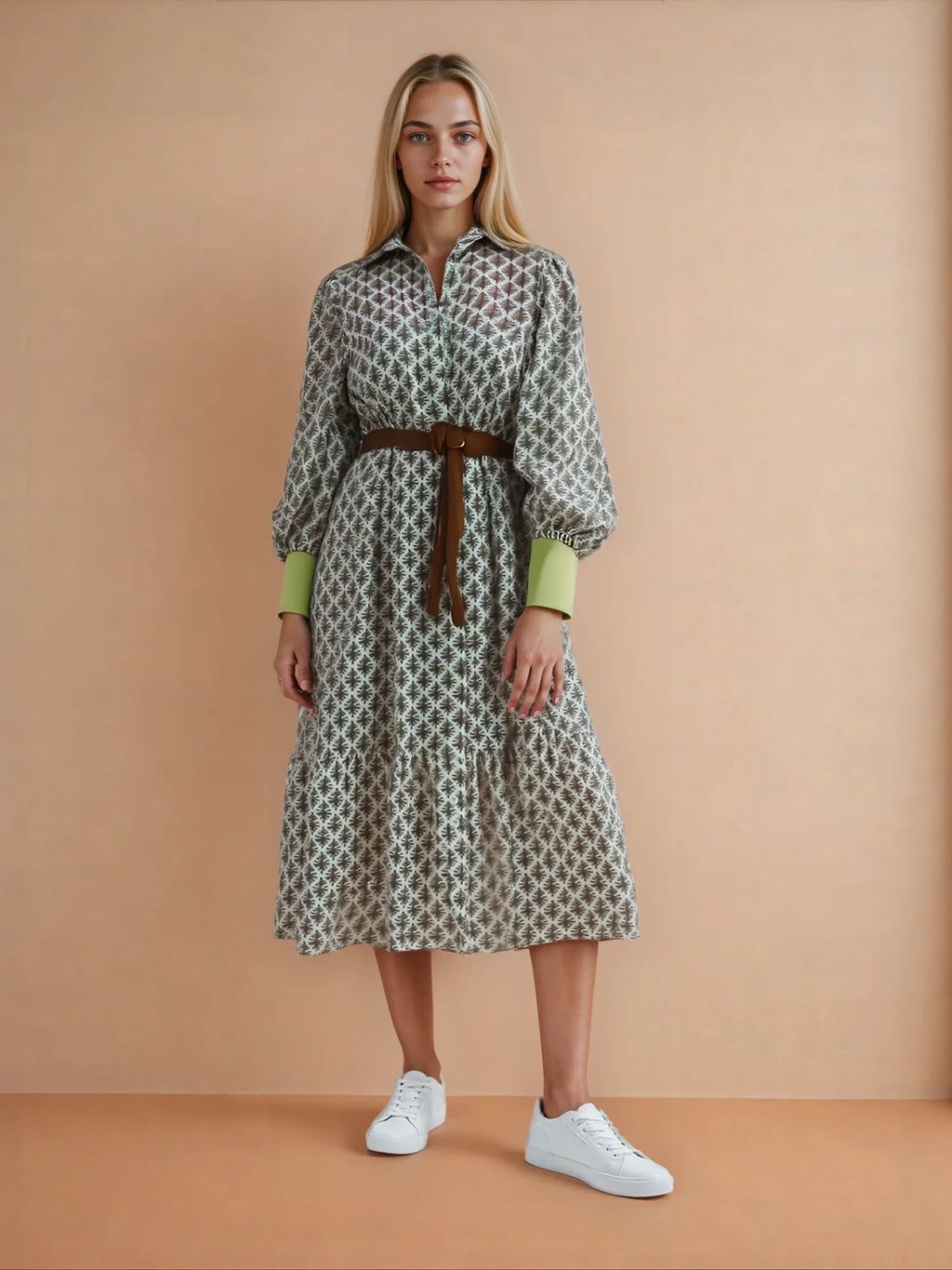 Ingrid™ | Birch Graphic Print Long Autumn Dress