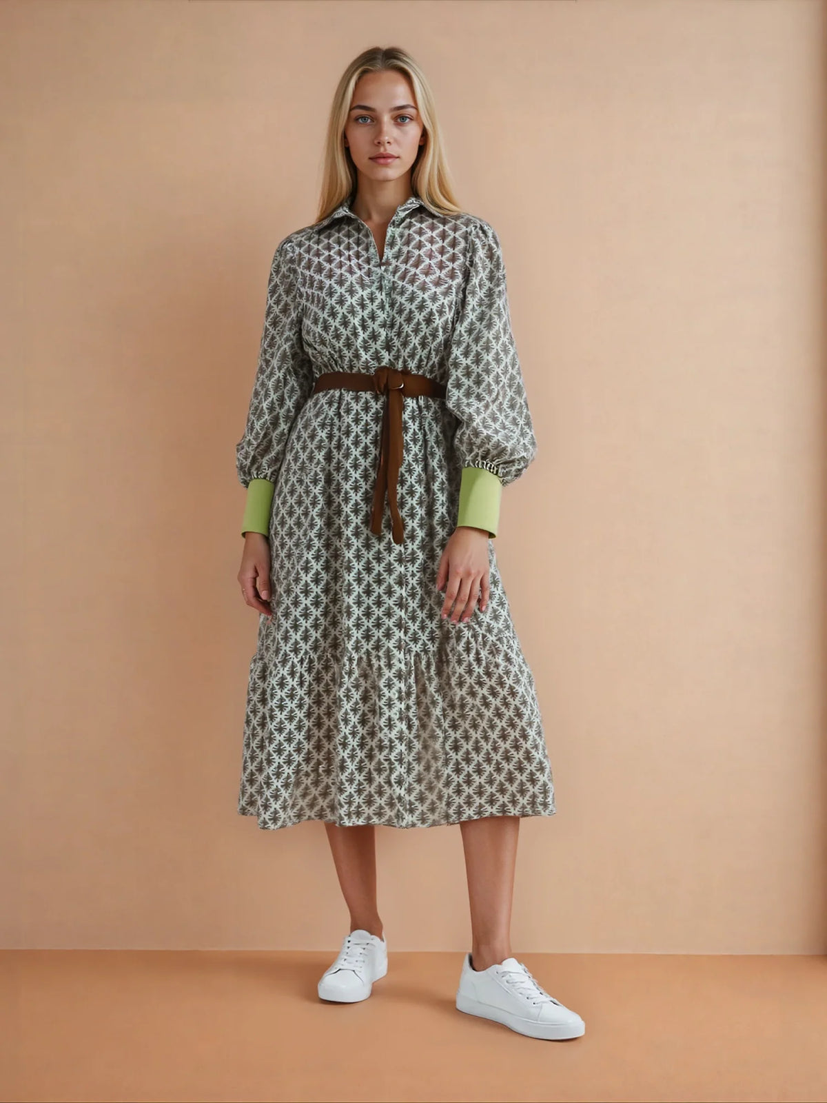 Ingrid™ | Birch Graphic Print Long Autumn Dress