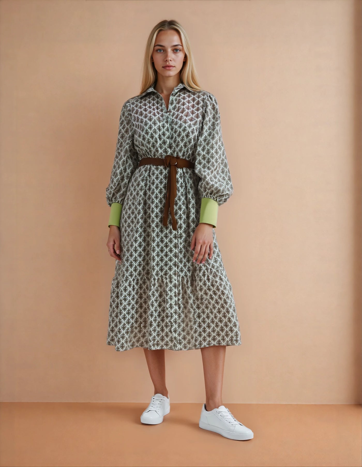 Ingrid™ | Birch Graphic Print Long Autumn Dress