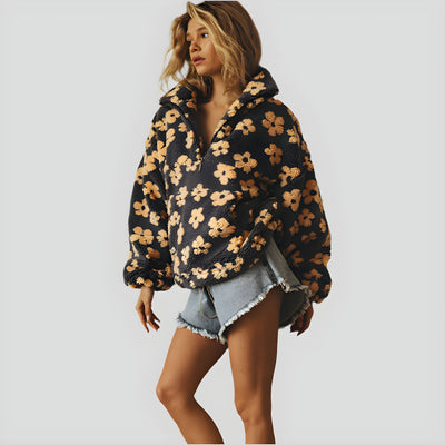 Aurora - Fleece Sweater With Floral Design