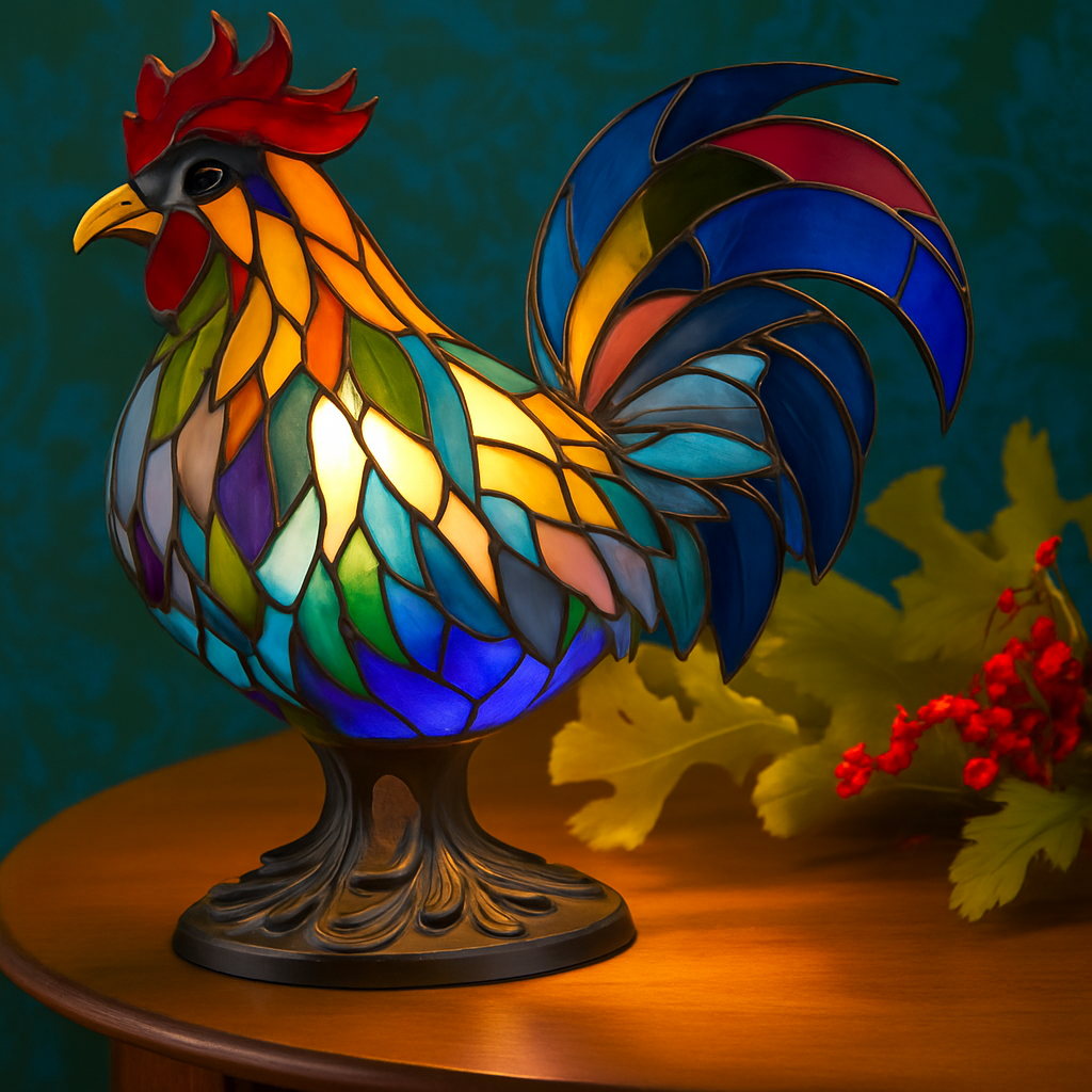 Chase – Magical Coloured Glass Rooster Lamp
