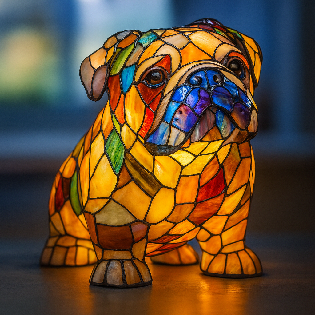Igor – Magical Dog Lamp in Coloured Glass Bulldog