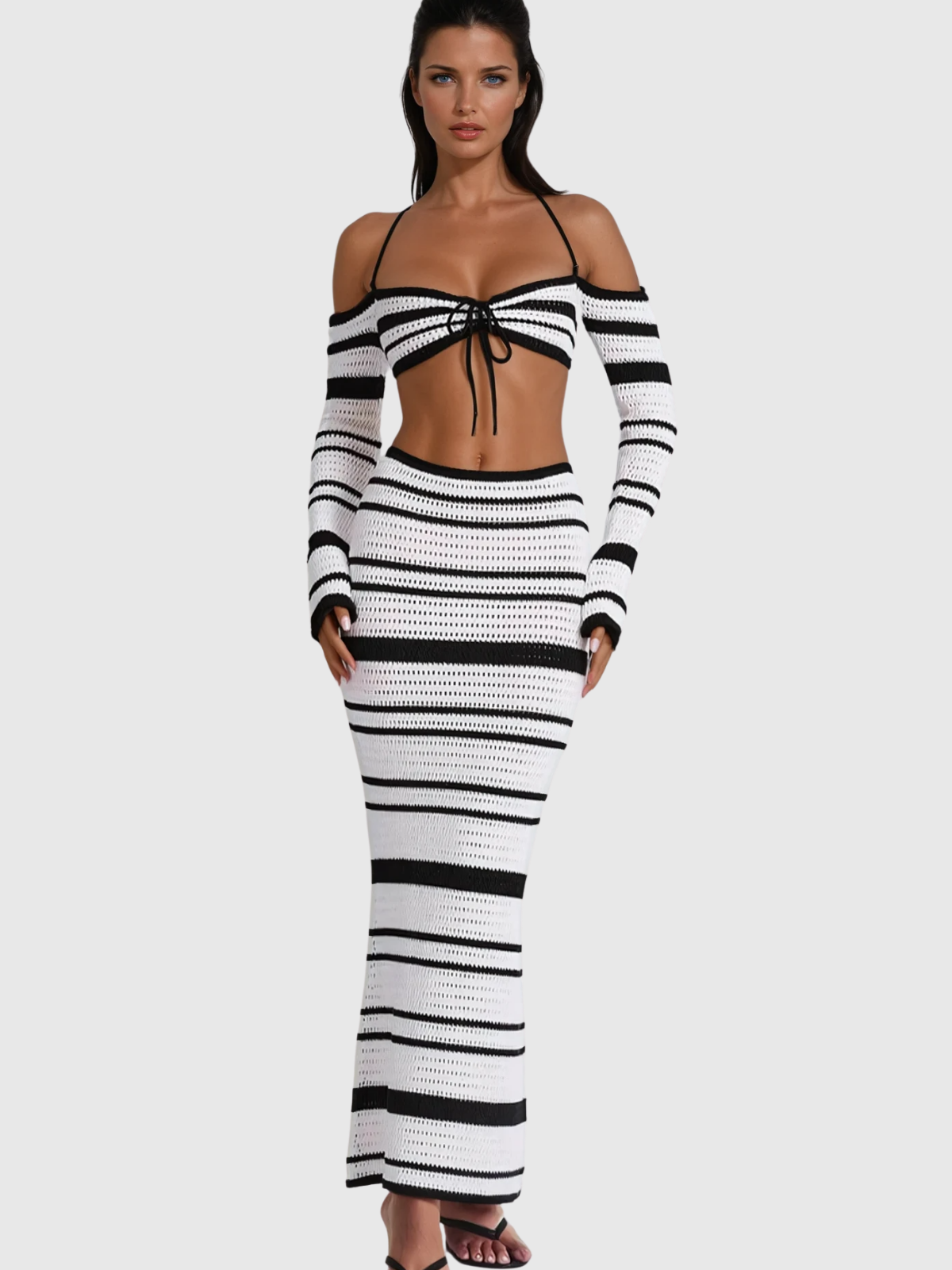 Berta™ | Cihangir Stripe Knit Skirt Set