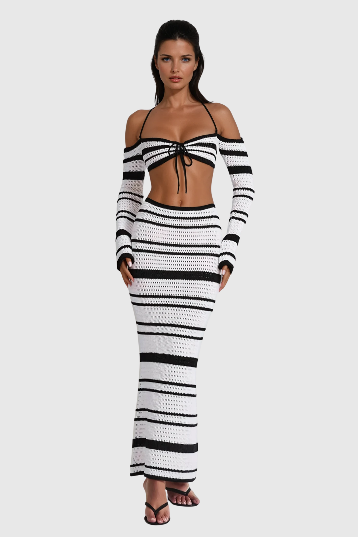Berta™ | Cihangir Stripe Knit Skirt Set