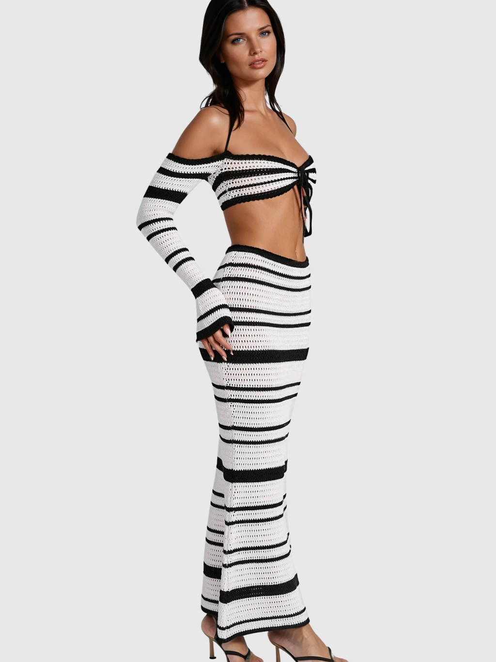 Berta™ | Cihangir Stripe Knit Skirt Set