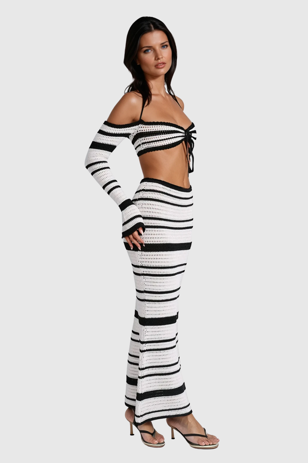 Berta™ | Cihangir Stripe Knit Skirt Set
