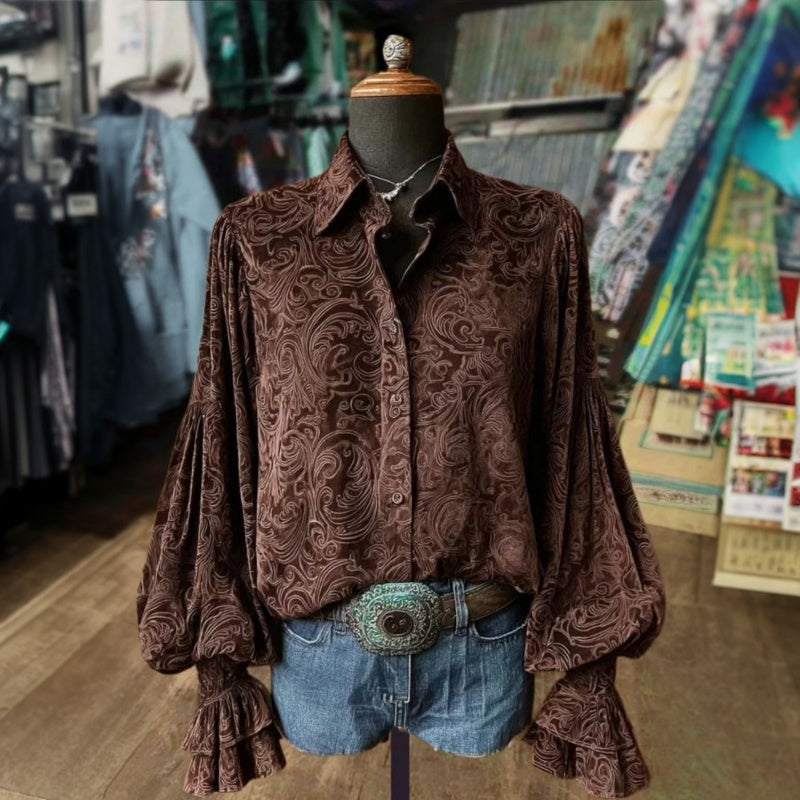 Irma - Vintage Bohemian  Puffed Sleeve Blouse