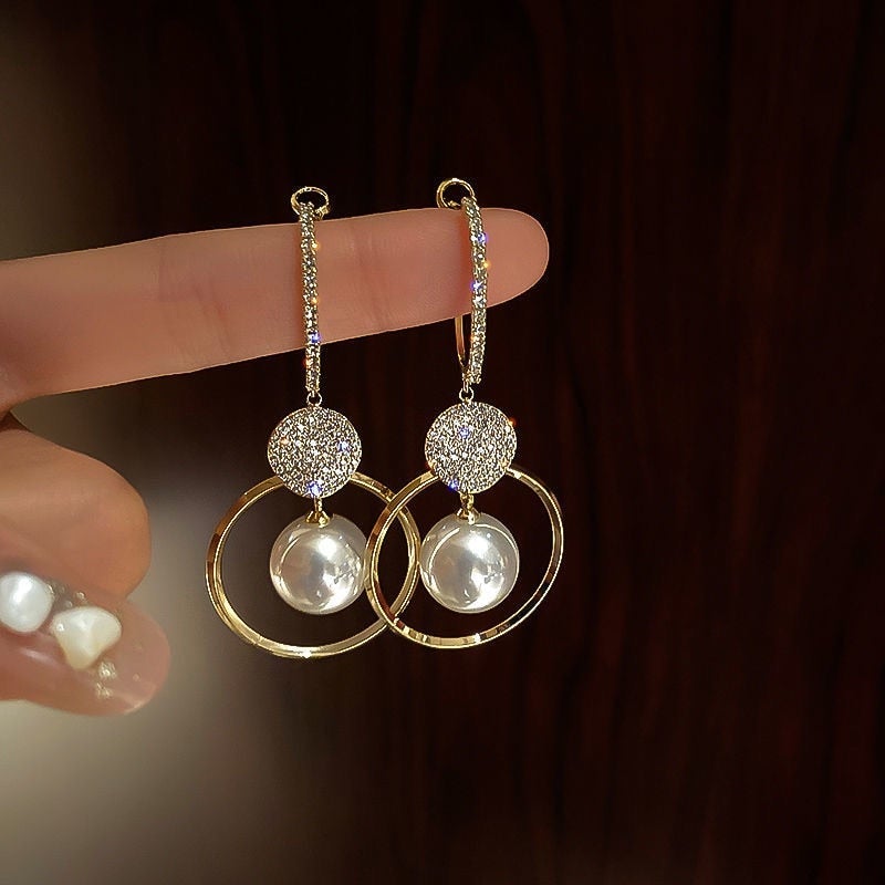 Luxury Zircon and Pearl Earrings