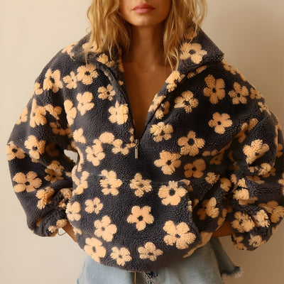 Aurora - Fleece Sweater With Floral Design