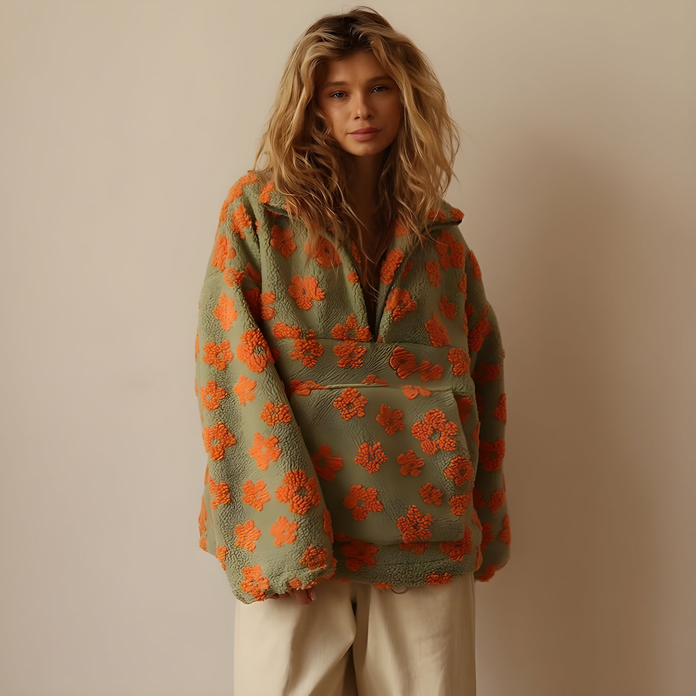 Aurora - Fleece Sweater With Floral Design