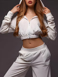 Ceruco - Hooded Casual Cropped Tracksuit