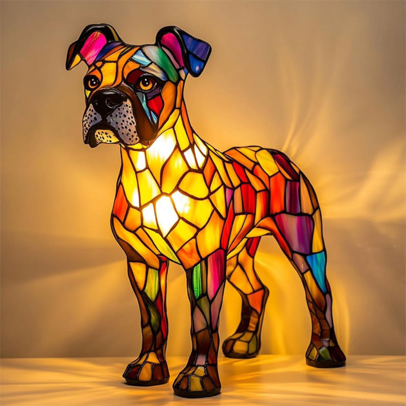 Jack – Magical Coloured Glass Dog Lamp Boxer