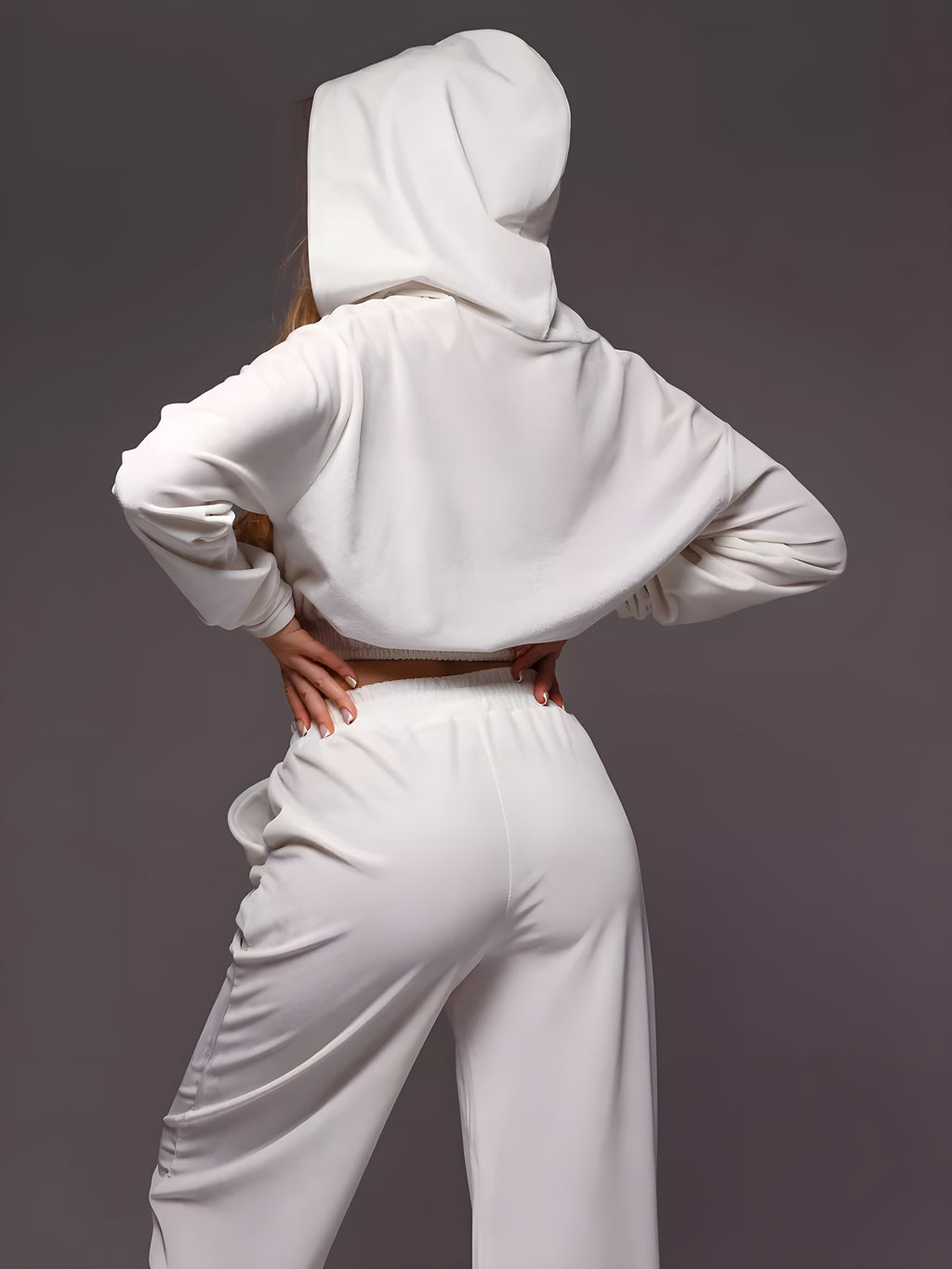Ceruco - Hooded Casual Cropped Tracksuit