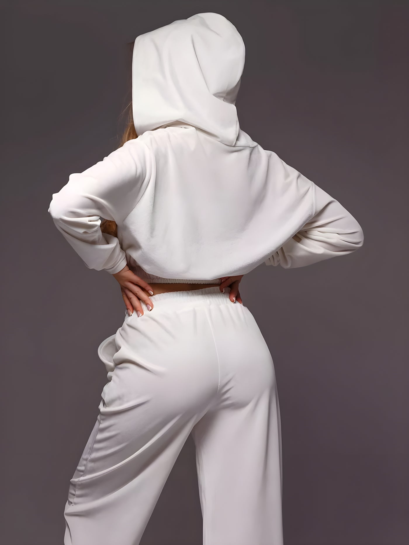 Ceruco - Hooded Casual Cropped Tracksuit