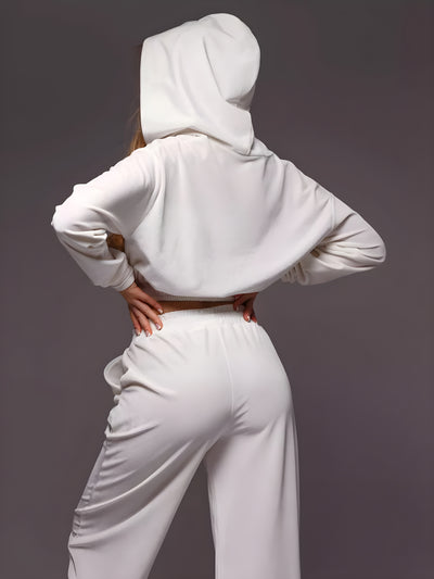 Ceruco - Hooded Casual Cropped Tracksuit