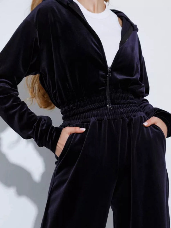 Ceruco - Hooded Casual Cropped Tracksuit