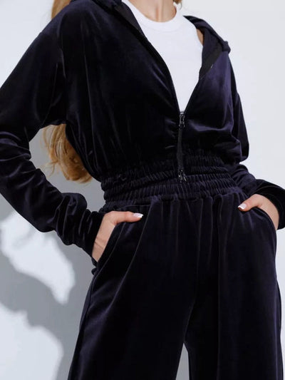 Ceruco - Hooded Casual Cropped Tracksuit