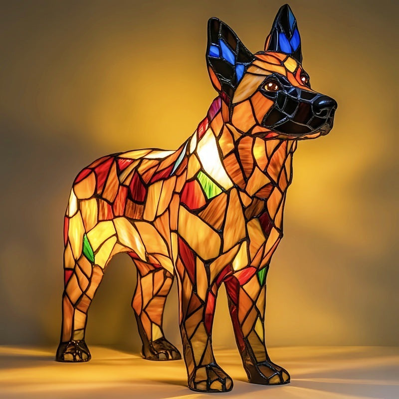 Cindy – Magical Dog Lamp in Coloured Glass Shepherd