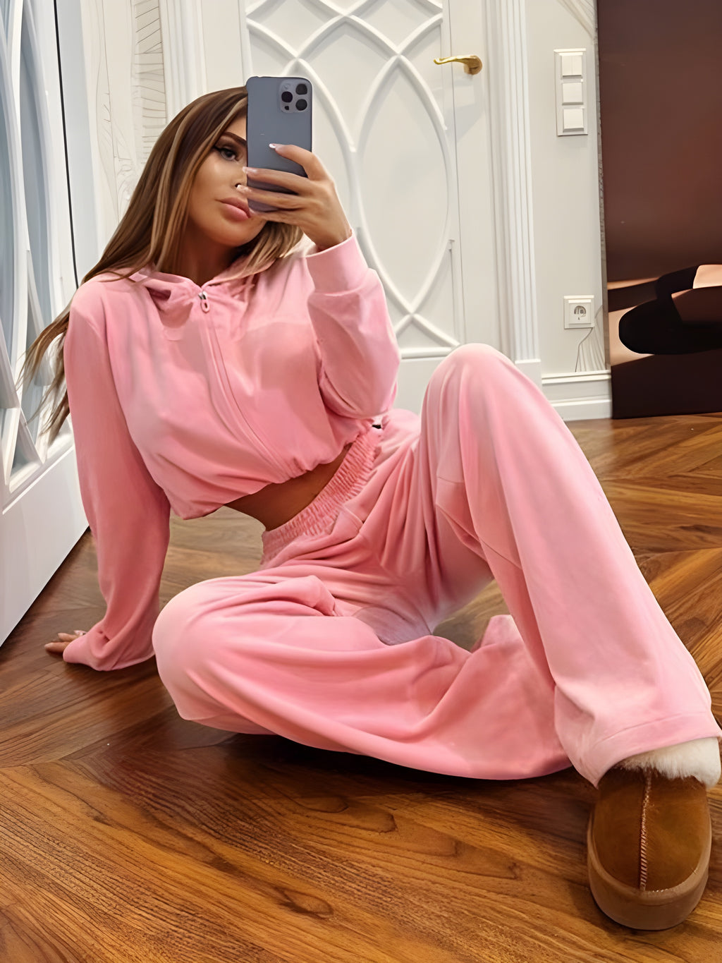Ceruco - Hooded Casual Cropped Tracksuit