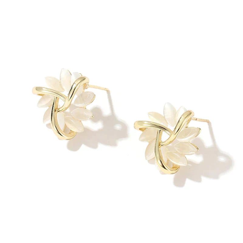 Gold and Opal Crystal Earrings