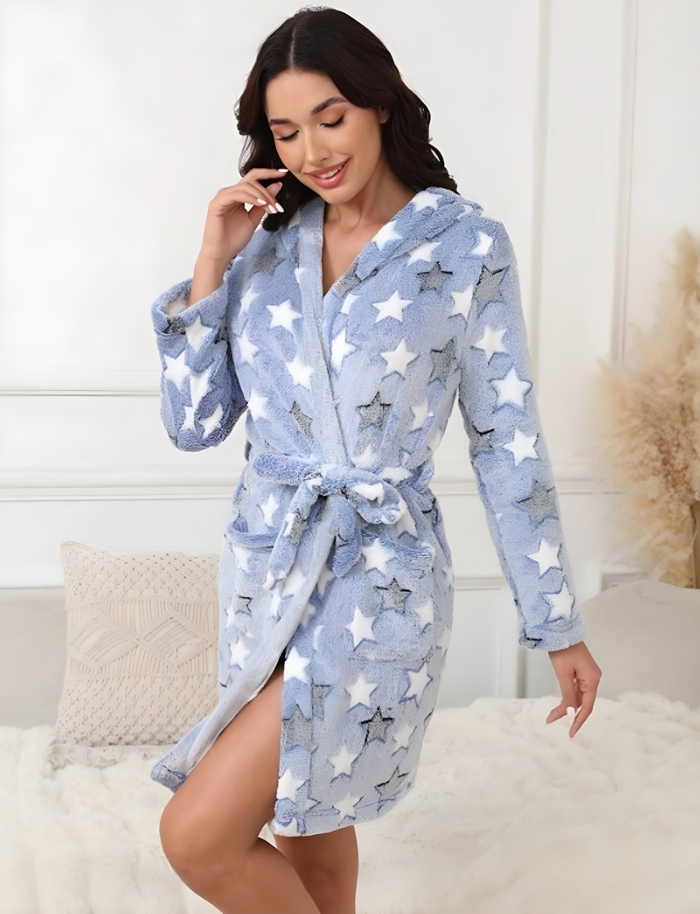 Clair™ | Cute Flannel Soft Bathrobe - Cow/Pink/Hearts/Blue - Peignoir