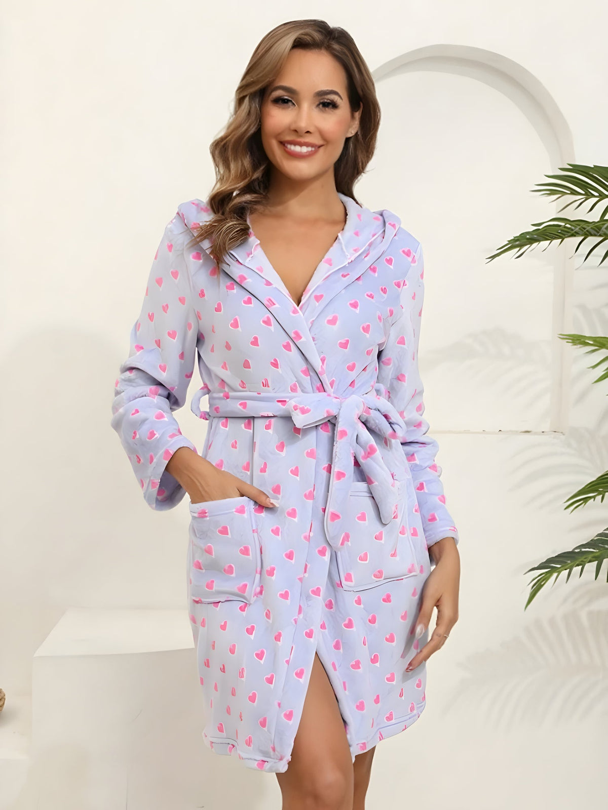 Clair™ | Cute Flannel Soft Bathrobe - Cow/Pink/Hearts/Blue - Peignoir