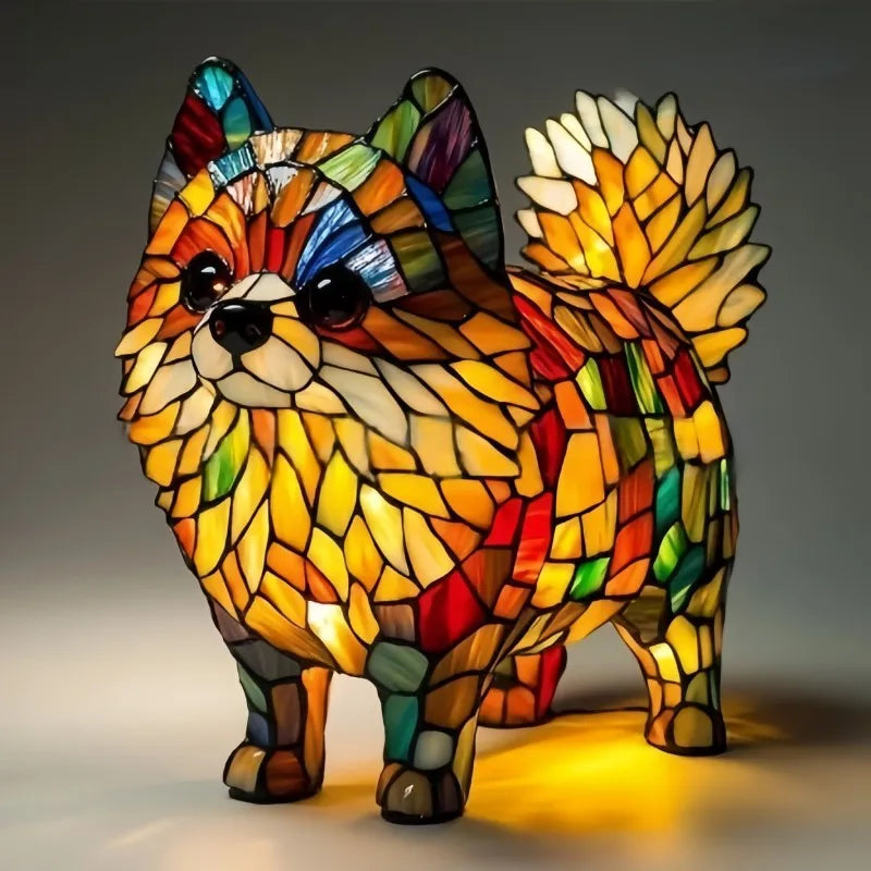Milan – Coloured Glass Dog Lamp Pomerian